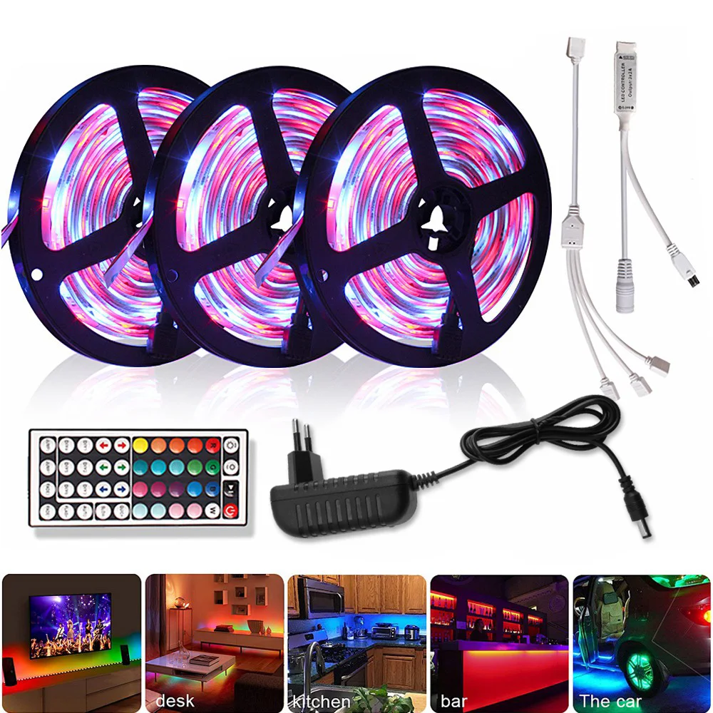 Светодиодная лента 5 м 10 15 2835 RGB 12 В постоянного тока Диодная гибкая Tira