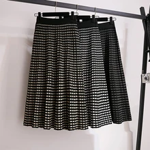 Юбки женские вязаные шерстяные юбки с завышенной талией из растягивающейся ткани клетчатые длинные юбки трапециевидные Лоскутные миди юбки