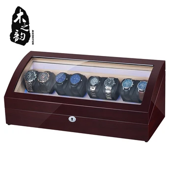 

8+8 Automatic Watch Winder Box PU Leather Watch Winding Winder Storage Watch Box Collection Display Japanese Motor LED Light
