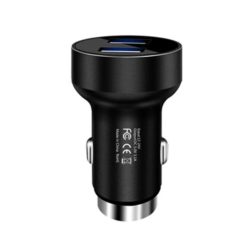 Black Универсальное автомобильное зарядное устройство с двумя USB, быстрая зарядка 3.1A(макс.), цифровой светодиодный дисплей напряжения тока, Автоматическая быстрая зарядка для телефона, планшета - Тип штекера: Black