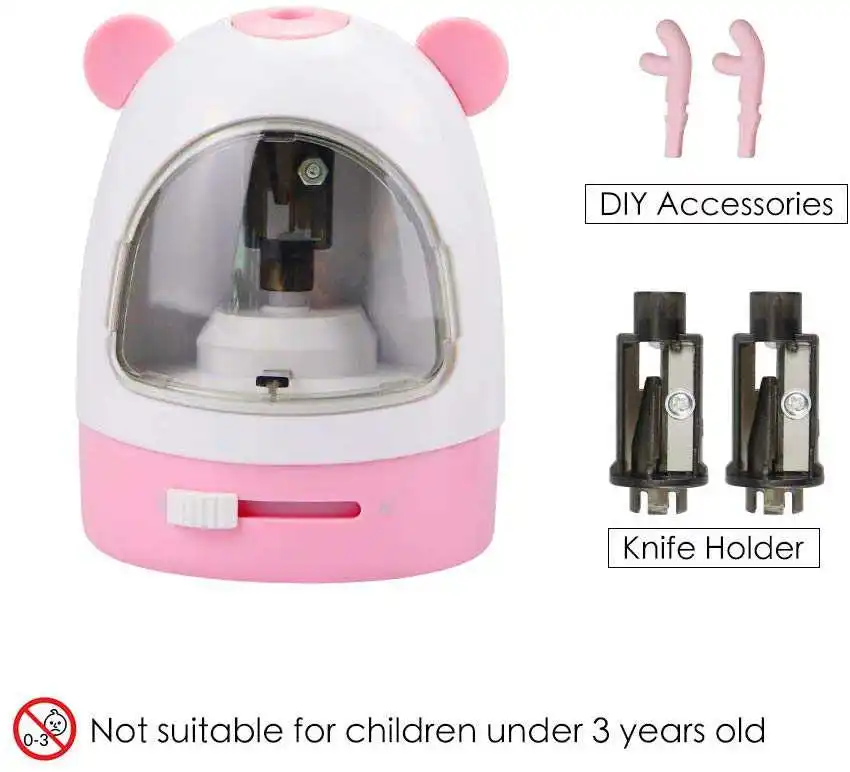 Розовый SML 1pcs Student Stationary Electric Pencil Sharpener Dual Holes Battery Operated Cute Pencil Sharpener School Supply as Gift - Цвет: Розовый