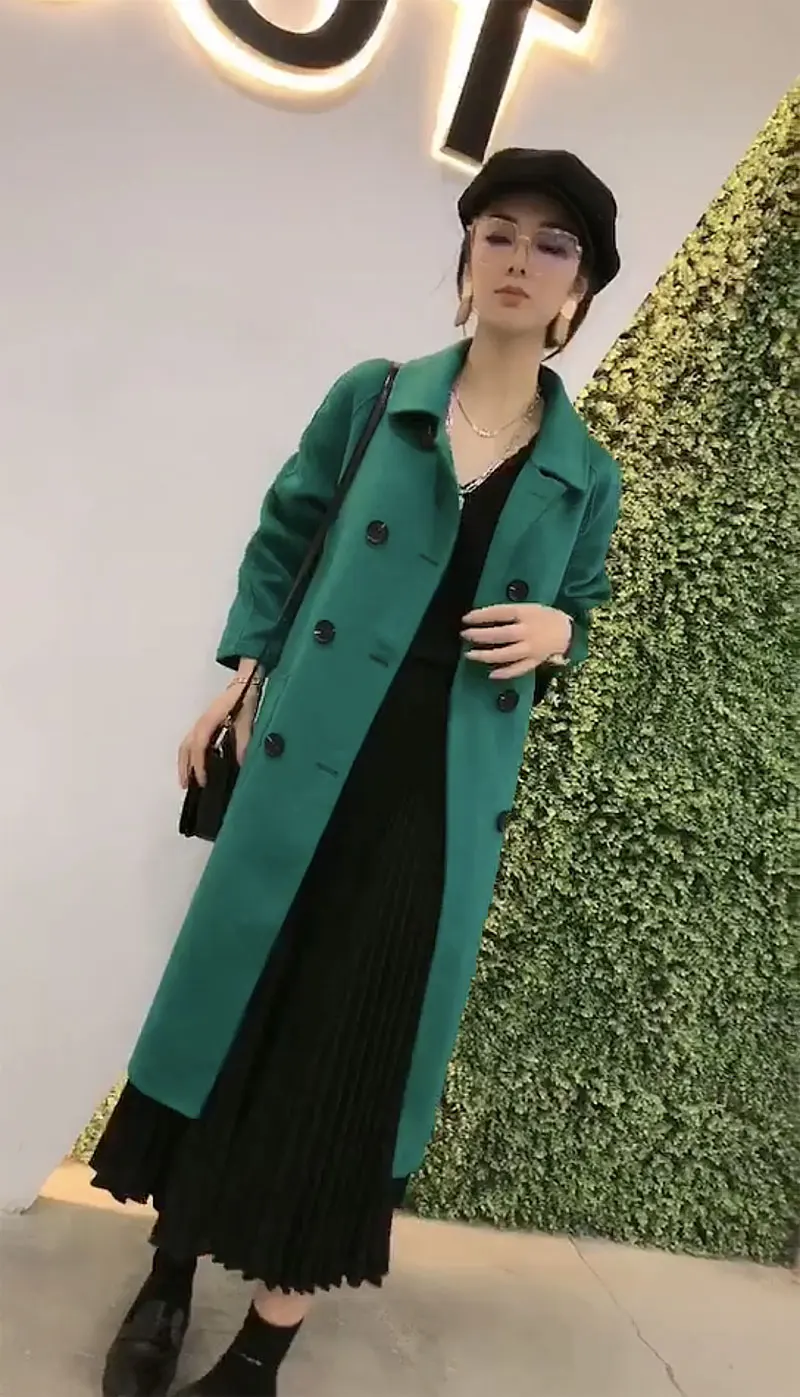 Модное свободное шерстяное пальто для женщин, длинная куртка, новинка, осенне-зимнее пальто, Женское пальто, повседневная куртка, женские топы AN429