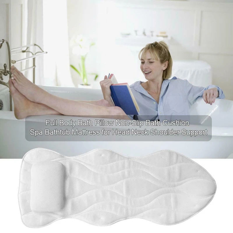 

Hot New 3D Non-Slip Full Body Bathtub Mat Bath Pillow Luxury Cushion Support Your Head Neck Rest