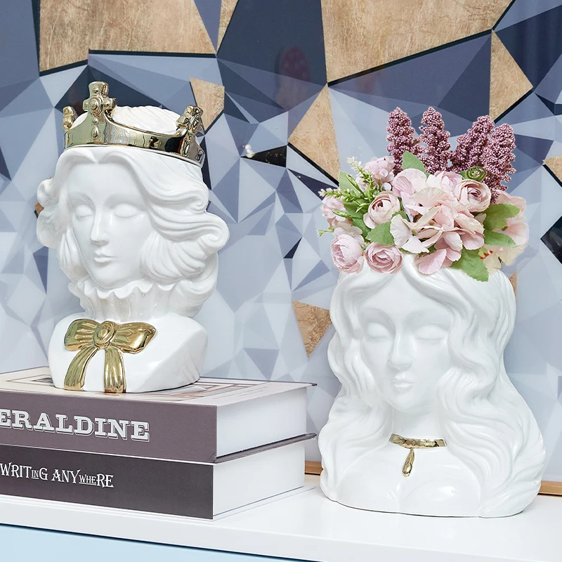US $53.99 Nordic King Queen Vase Modern Home Furnishings Desktop Storage Tank Queen Of The King Home Decorations Gift Vase Flower