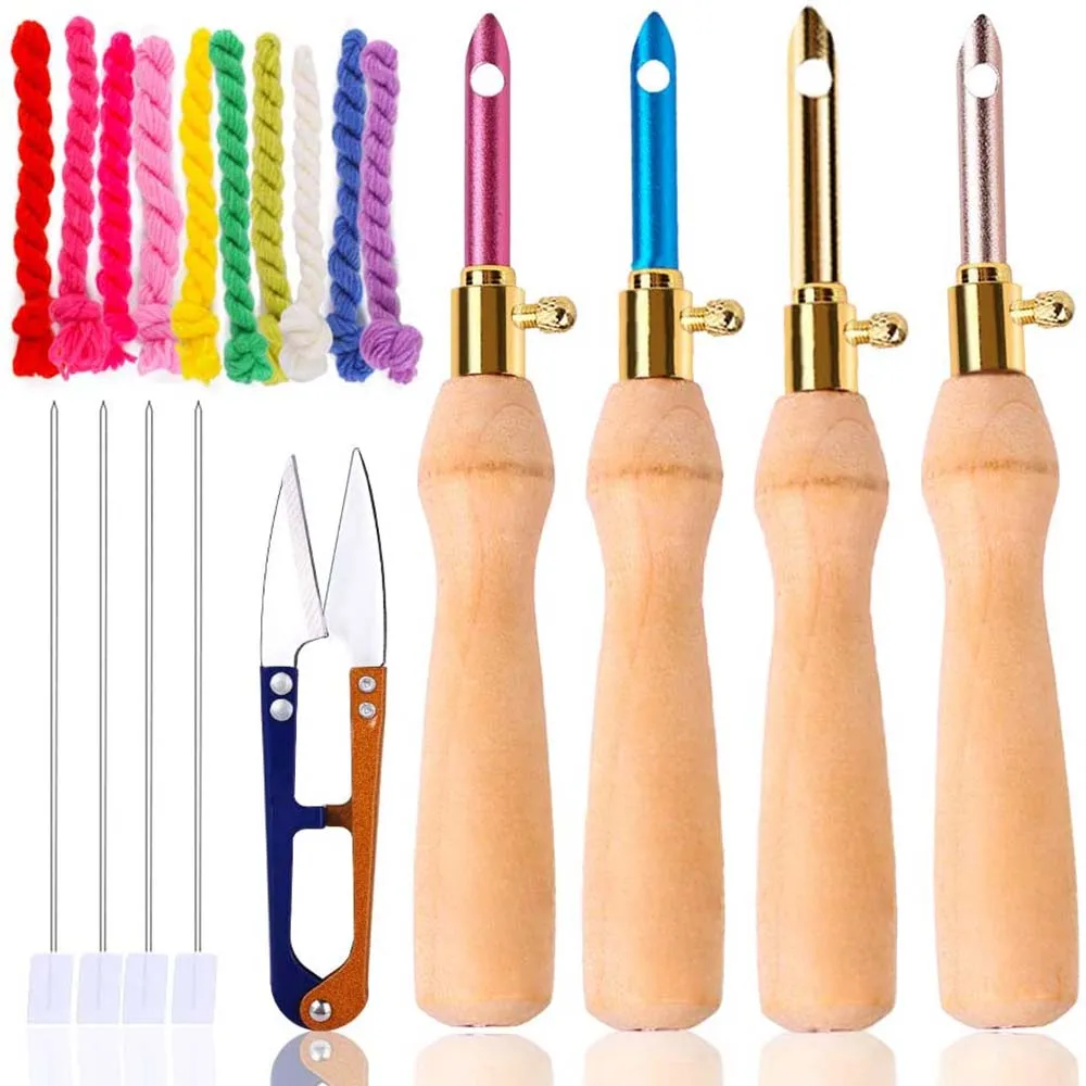 

19 Pcs Punch Needle Set, Embroidery Starter Kit with 10 Color Embroidery Floss, Threader, Embroidery Stitching Craft