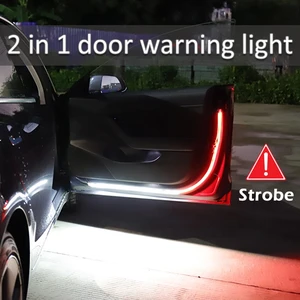 2PCS Car Door Opening Warning Lights 120CM 144smd DRL LED Lamp Strip Strobe Flashing Light Safety Warning Streamer Lamp