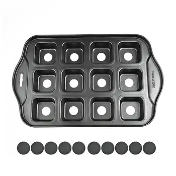 

24/12/6-cup Brownie Pan Mini Square/Round/Heart Cheese Cake Baking Tray Mould Non Stick Muffin Desserts Tin Pan Pie Carbon Steel