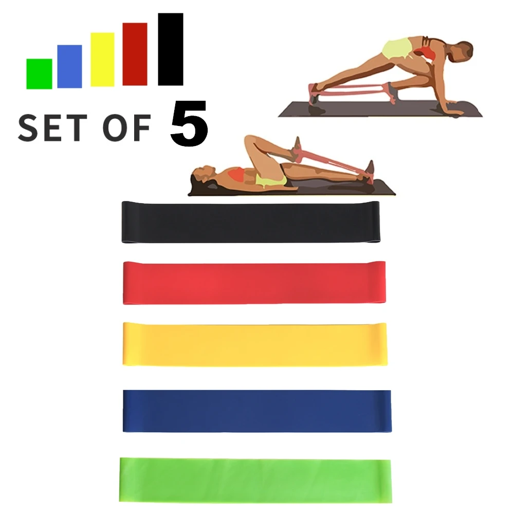 

5 Pcs/Set Elastic Resistance Bands Nature Latex Exercise Fitess Band Yoga Loop Band For Home Gym Travel Training Workout