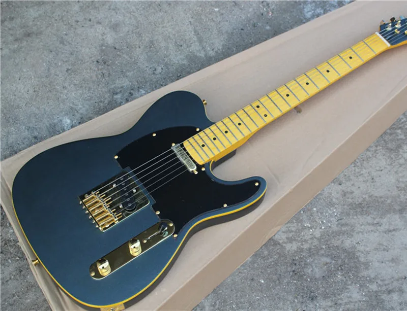 

6-String Electric Guitar,Matte Black Color Body,Yellow Binding,Gold Hardware,Vintage Maple Fingerboard,22 Frets,can be Cu