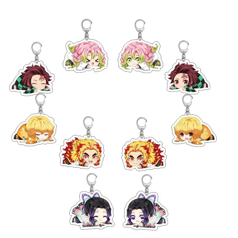 Брелок для ключей аниме рассекающий демонов Tanjirou Nezuko Zenitsu Inosuke Giyuu Shinobu Mitsuri Kanao