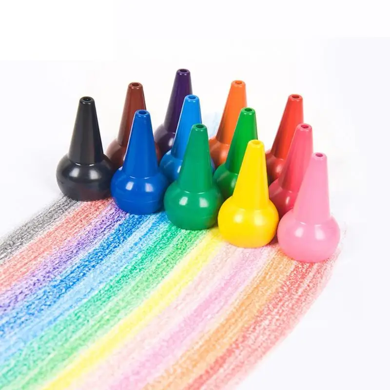 

12Pcs Non-toxic Kid Painting Crayon Children Safety Color Crayon Baby 3D Finger Art for Kindergarten School Supplies