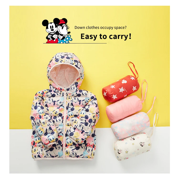 Disney Детская куртка на пуху; Для мужчин и Для женщин модели зимнее мини-белый пуховик на утином пуху короткая детская зимняя куртка для маленьких девочек одежда для детей