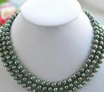 

Jewelry Pearl Necklace 50" 8mm GREEN ROUND freshwater pearl necklace Free Shipping