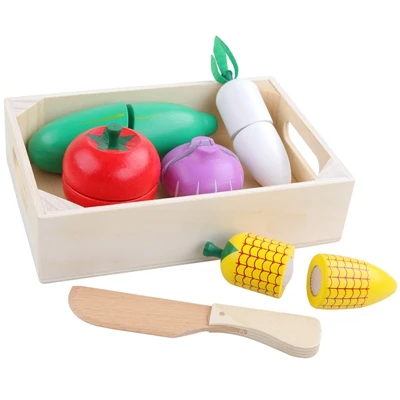 Новые Деревянные Кухонные Игрушки для раннего образования, разделочные фрукты, овощи, Обучающие пищевые игрушки для детей, девочек, для детей дошкольного возраста, подарки - Цвет: 1