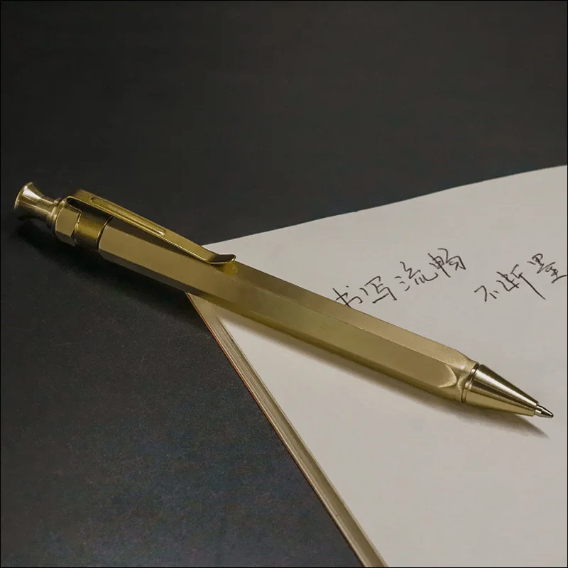 Yushun Роскошная нержавеющая сталь латунь Бизнес Офис Шариковая ручка для школы письма Канцтовары, шариковая ручка с кольцом для ключей студентам подарок