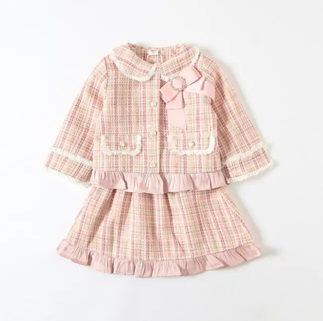 Retail Litter Baby Girls Fall Boutique Elegant Sets, Coat+ Skirts 1-5T