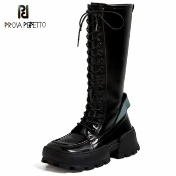 

Prova Perfetto Cool Botas Feminina Spring And Autumn Cross-tied Zipper-Sid Zapatillas Mujer Round Toe Thick Bottom Botas Mujer