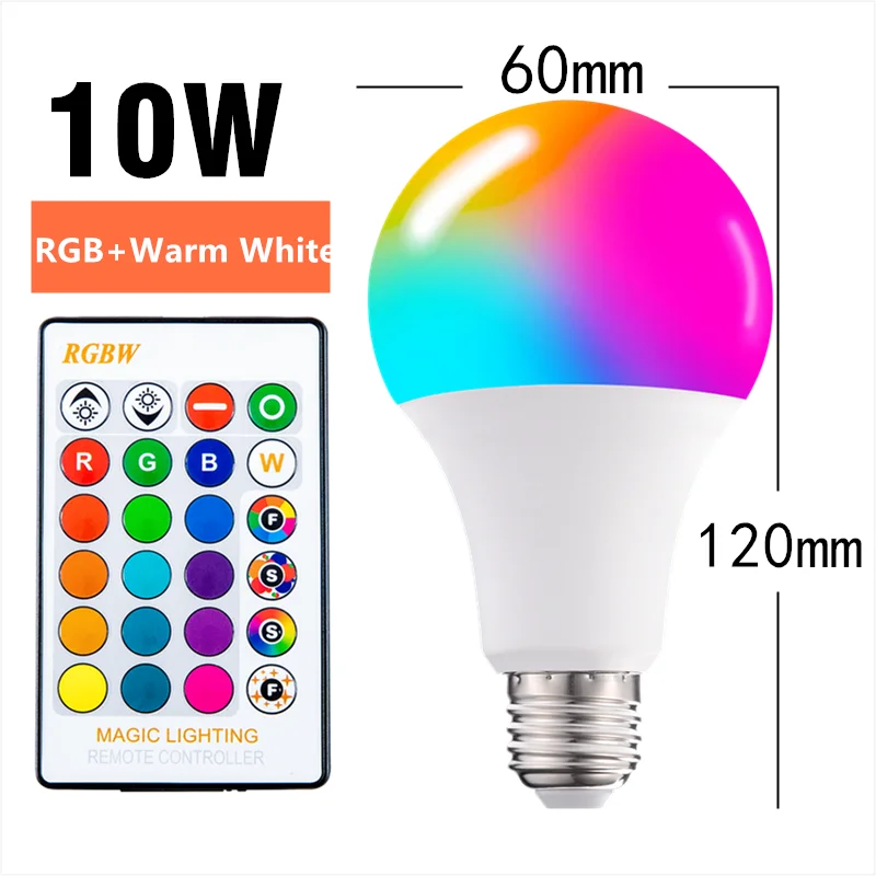 E27 Smart Control Lamp led RGB Light Dimmable for home  RGBW Led Lamp Colorful Changing led bulb Lampada RGBW White Decor Home