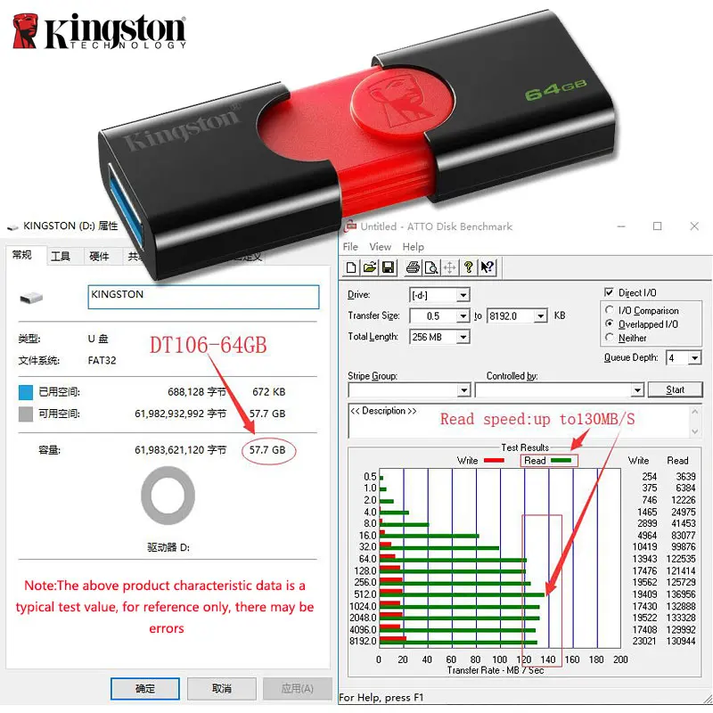 Kingston USB флэш-накопитель DT106 32gb Флешка usb 3,1 16GB u-диск usb 64gb 128gb флеш-память USB