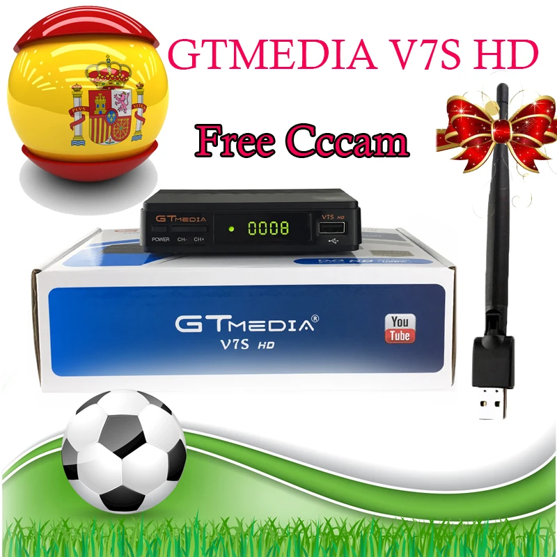Горячая Распродажа Gtmedia V7S HD спутниковый ТВ приемник Поддержка Испания Португалия Cline для DVB-S2 спутниковый декодер Freesat V7 HD