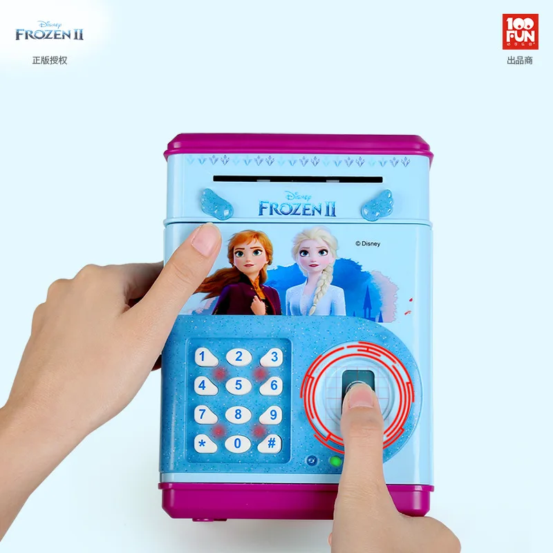 

Frozen2 Children's Piggy Bank Password Box Fingerprint Unlock Disney Piggy Bank Large Capacity Little Girls' Birthday Toy Gift