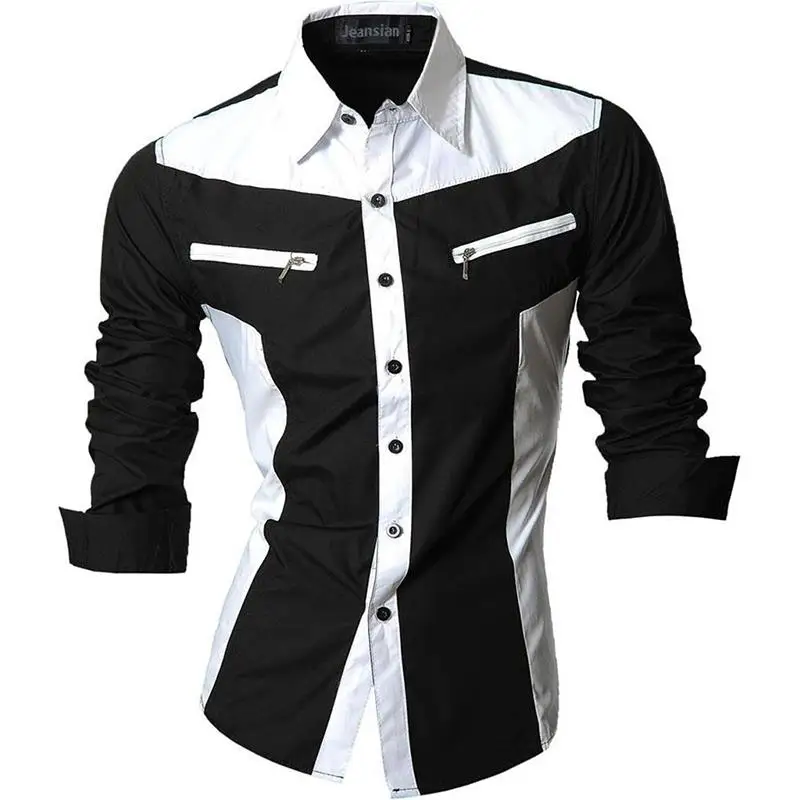 mens short sleeve button down Jeansian Men's Casual Dress Shirts Fashion Desinger Stylish Long Sleeve Slim Fit Z015 WineRed white short sleeve button up Shirts