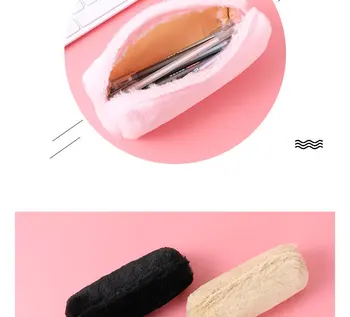 

2021 solid color plush pencil case coin purse large capacity multifunctional children's stationery bag coin purse holiday gift