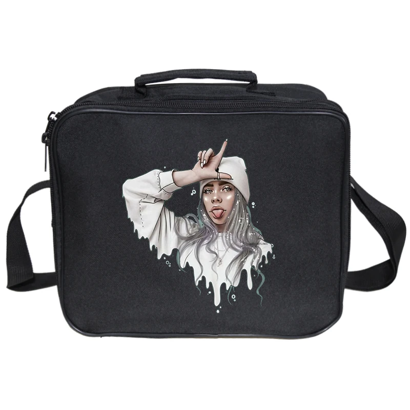 Модные детские сумки для обеда Billie Eilish, женская и мужская сумка для свежего хранения, изолированная Термосумка, сумка для еды, напитков, пикника, мужская сумка Bento Box
