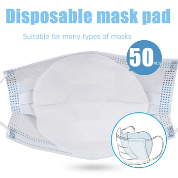 

50Pcs Disposable Face Masks Filter Pad 3-Layers Breathable Filter Protective Filter Mouth Mask Replacement Pad for Adult Kid