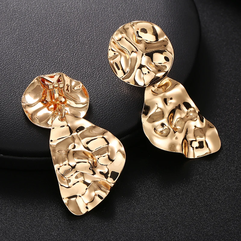 JIOFREE Vintage PUNK Clips Earrings for Women Gold Color Geometric Statement Earring Metal Hanging Fashion ear clip Jewelry ear clip earrings,clip earrings,ear clip,ear accessories