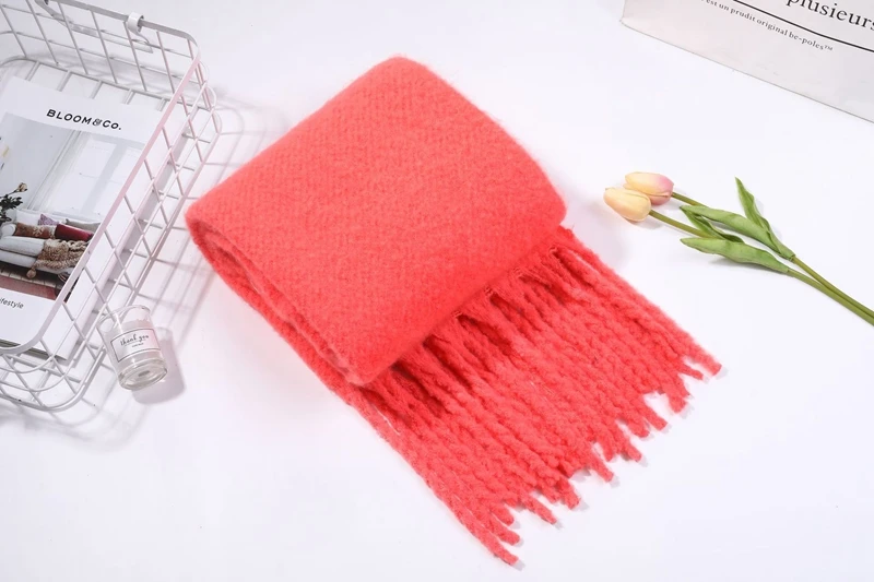 watermelon red Утолщенный женский черный модный теплый шарф, женские шарфы, зимний кашемировый шарф, шаль, одеяло, шарф, женский шарф - Цвет: watermelon red