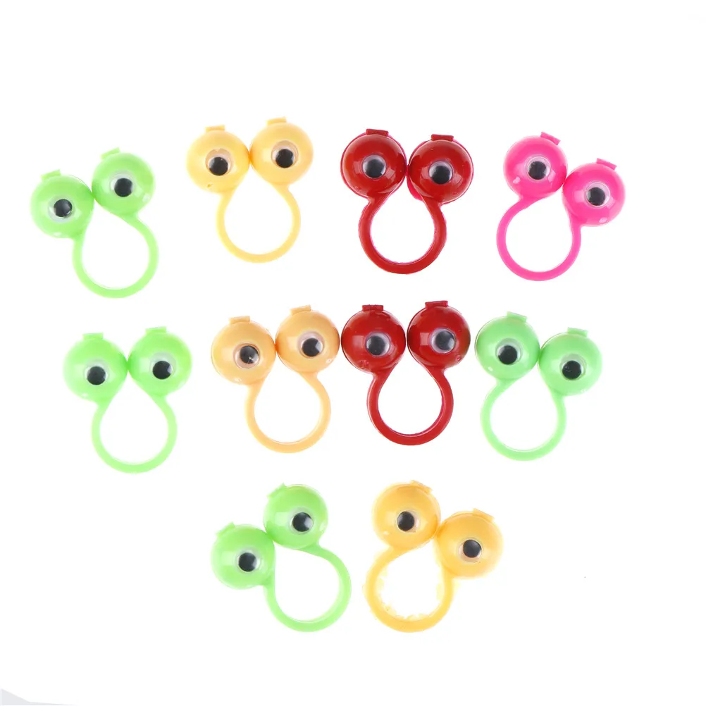 

25mm 10Pcs New Eye Finger Puppets Plastic Rings with Wiggle Eyes Party Favors for Kids Gift Toys Pinata Fillers Birtay