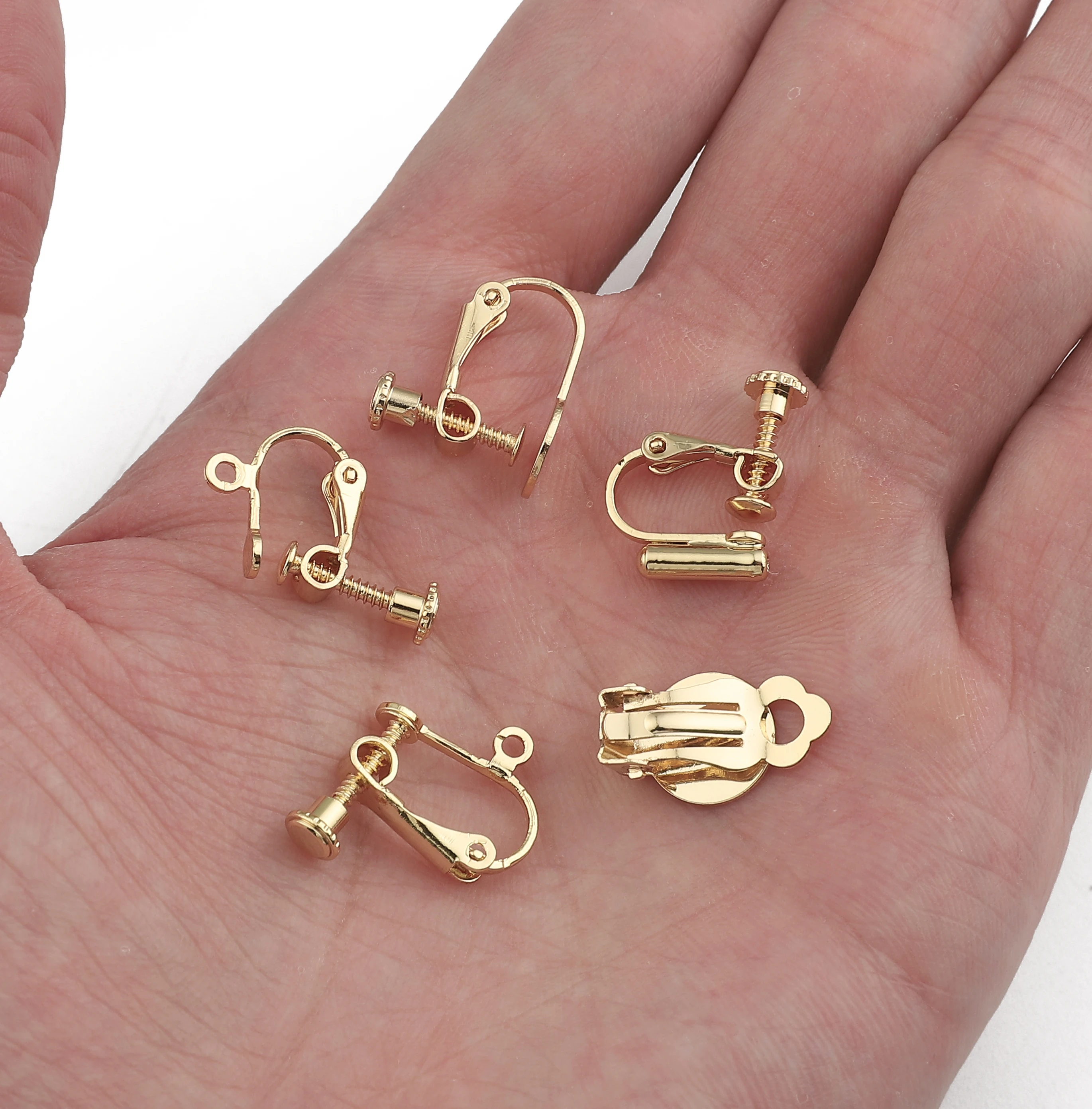 DIY 주얼리 제작용 나사 이어 클립 베이스 귀걸이 설정, 회전 패드 귀걸이 클립 파인딩, 18k 금도금, 10 개, 신상