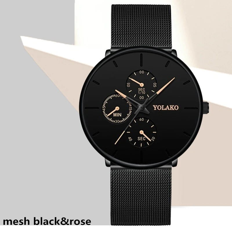 M black rose Модные мужские часы минималистичные Роскошные ультра тонкие наручные часы из нержавеющей стали с сетчатым ремешком аналоговые кварцевые часы Relojes Hombre - Цвет: M black rose