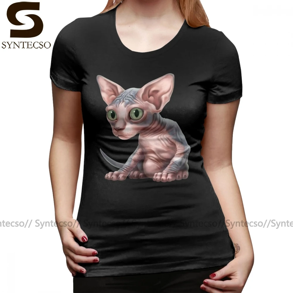 Sphynx T Shirt Cat a clysm Sphynx Kitten T Shirt Gray O Neck Women