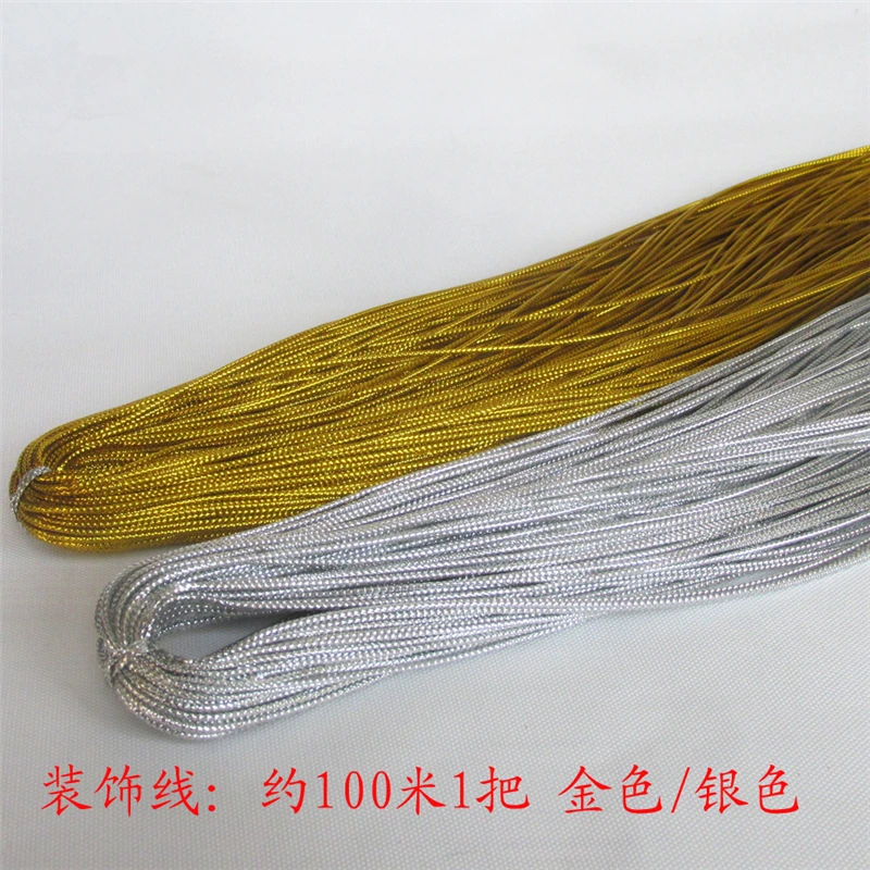 

3pcs Christmas Decoration Thread String Silver/Gold Ribbon Home Wedding Birthday Party Decoration Gift Wrapping Rope 100meter/pc