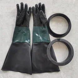 Paire de gants de sablage avec 6 trous, joints toriques, pièces de sablage, 60cm, gants de travail pour armoire de sablage 