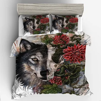 

Dropshipping 3D Bedding Set skull Dog flower By JoJosArt Duvet Cover Bedding Sets QUEEN King size