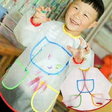 Рисунок длинный рукав готовка Водонепроницаемый Фартук с росписью дома легко чистить малышей с карманами дети анти-грязи школы DIY защитный