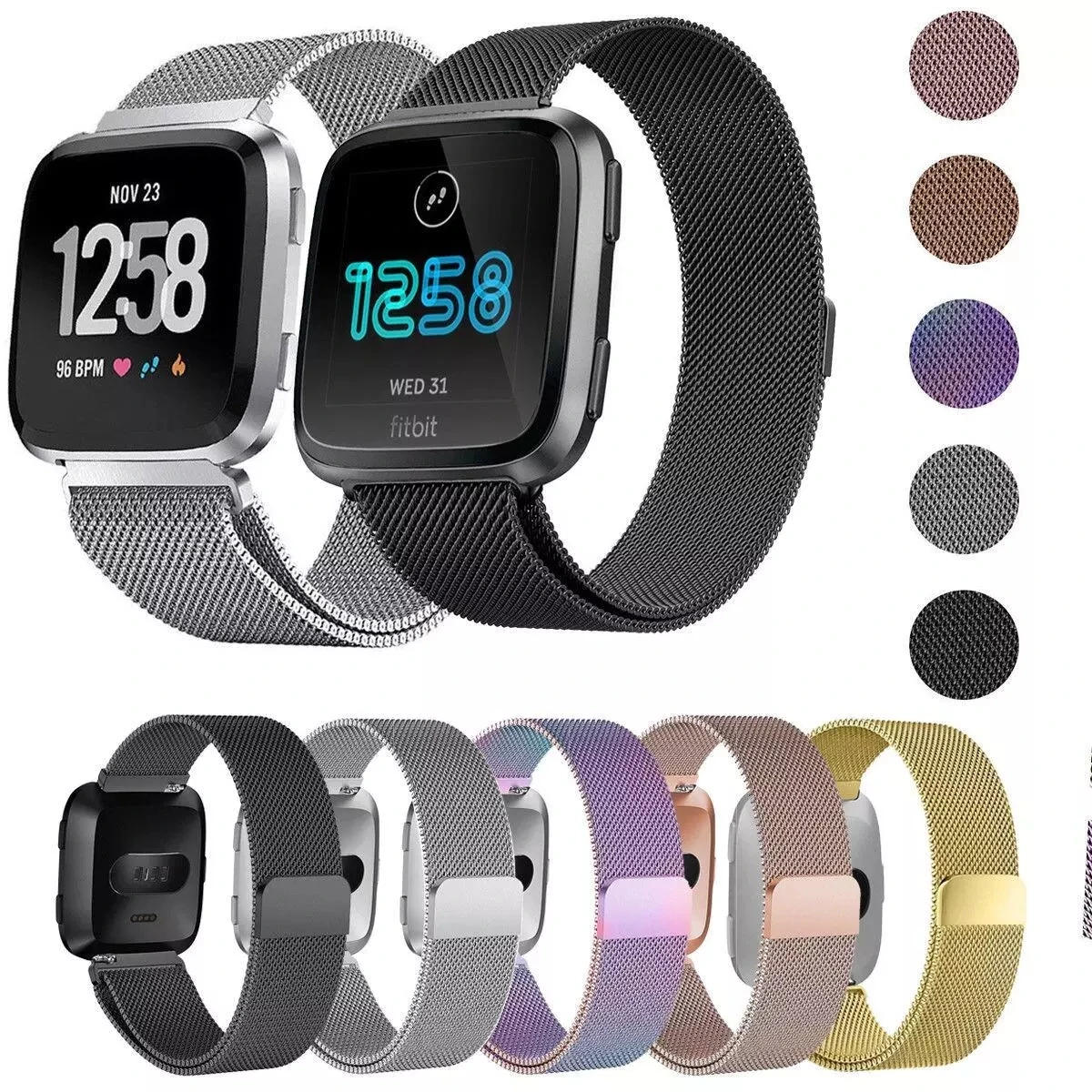 IStarp металлический ремешок для Fitbit Versa/Versa 2 ремешок на запястье Миланская петля магнитный браслет для мужчин и женщин размер умные аксессуары