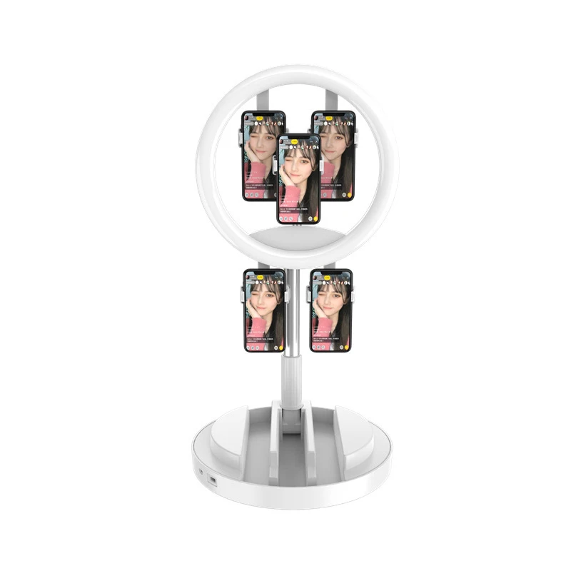 

Mobile phone fill light live network red 360 degree ring large aperture multi-camera floor stand
