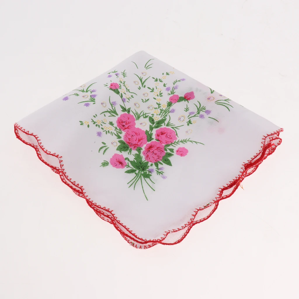 10pcs Womens Vintage Floral Cotton Handkerchiefs Wedding Party Bulk Pack