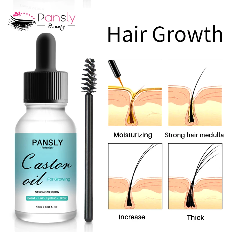 Pure Castor Seed Oil Hair Eyebrow Eyelash Growth Oil With Combs Mild Maintenance Nourish Liquid Eye Lashes Essential Oil Tslm1