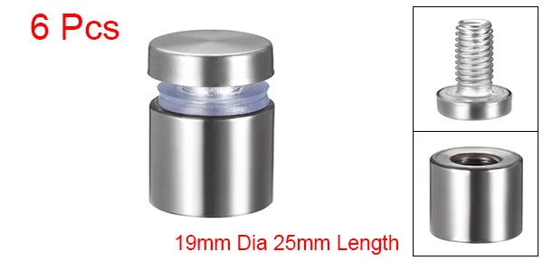 19mm x 24mm Uxcell 6 шт. Стекло противостояние крепление нержавеющая сталь стены противостояние Держатель рекламы гвозди диаметр 12 мм до 25 мм - Цвет: 19mm x 24mm