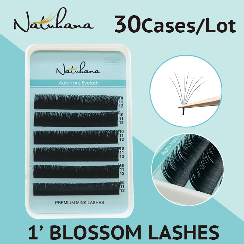 

NATUHANA 30Cases/Lot Easy Fan Bloom Eyelash Extension Austomatic Flowering Eyelashes Fast Fan Self-Making Fans Volume Lashes