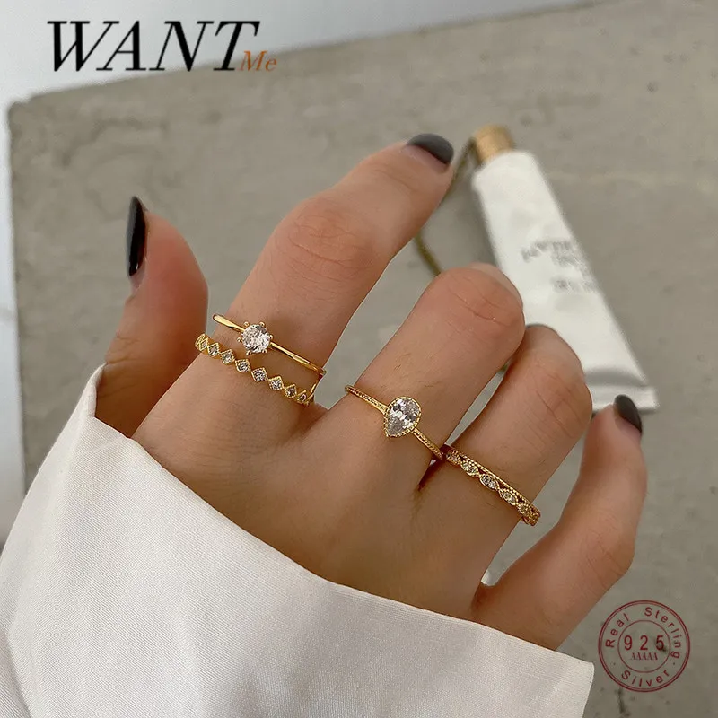 Женское кольцо с двойным отверстием WANTME из серебра 925 пробы белым цирконием свадебное ювелирное изделие
