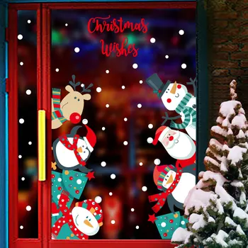 

2020 cute new year christmas wall stickers DIY pattern adhesive self-adhesive painting restaurant glass home decoration