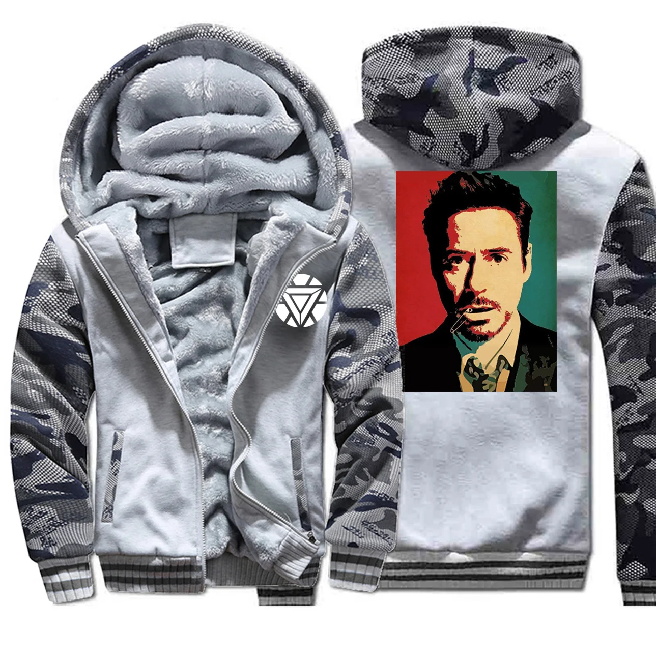 Tony Stark Железный человек печать камуфляж мужские толстовки зима теплая Модная куртка Толстая камуфляжная одежда для фитнеса уличная
