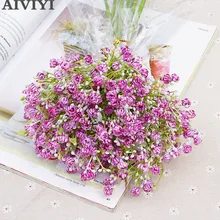 NewColorful gypsophila artificial flowers long stem fake flowers bouquet babys breath silk flowers wedding party home decoration