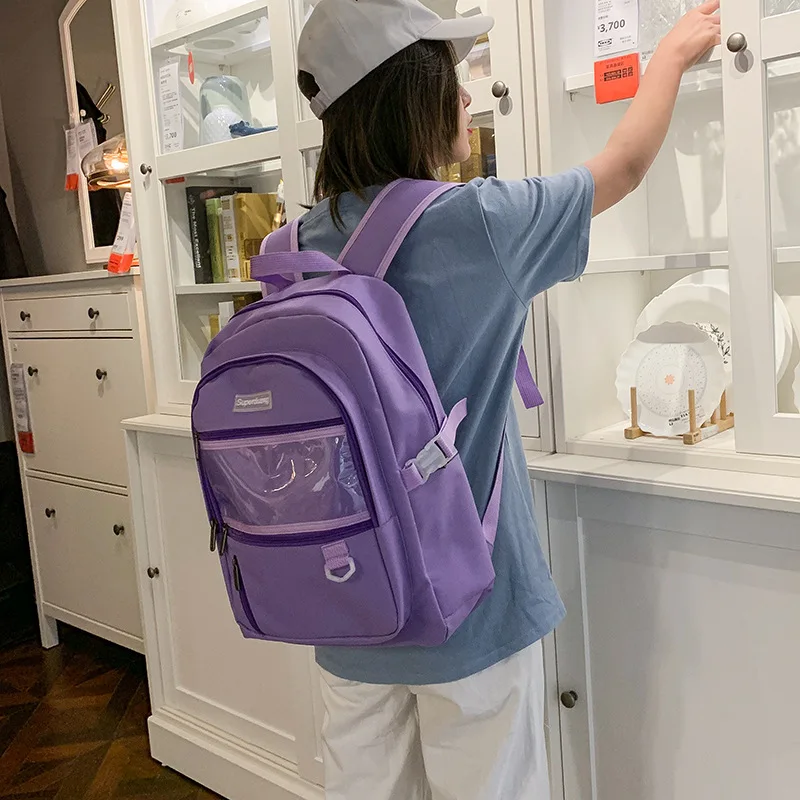 

Backpack Cute Transparent Teenager Zipper Solid for Mara's-Dream Heart-Shape Candy-Color